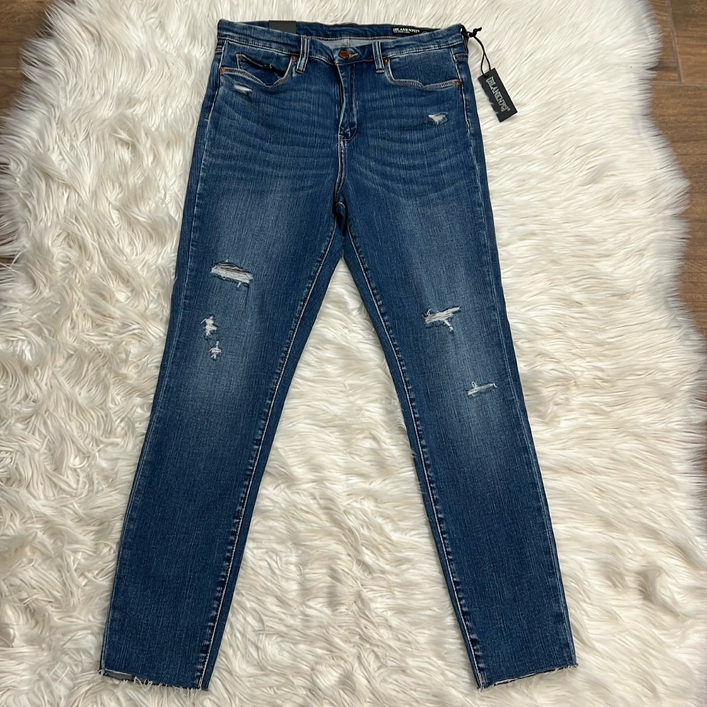 Blank NYC The Great Jones High Rise Skinny Distressed Raw Hemline Med Wash SZ 31